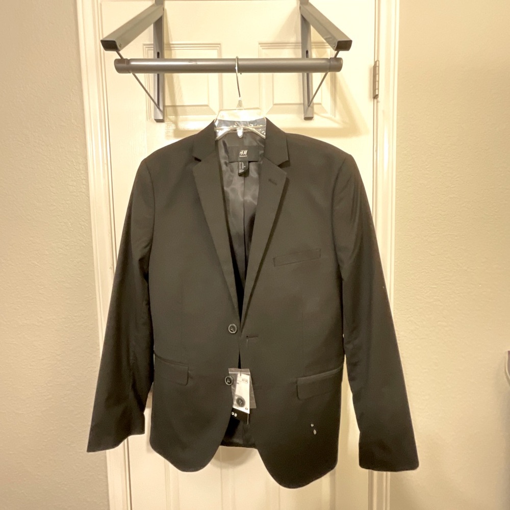 H&M Black Sport Coat Modern Fit Notch Lapel